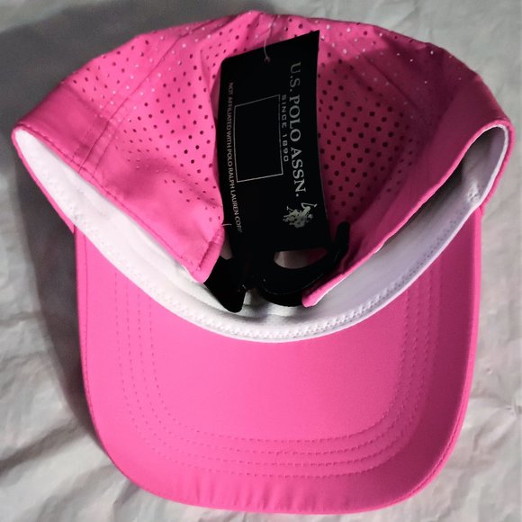 U.S. Polo Assn. Women's Pink Adjustable Cap with Embroidered White Logo - Picture 11 of 15